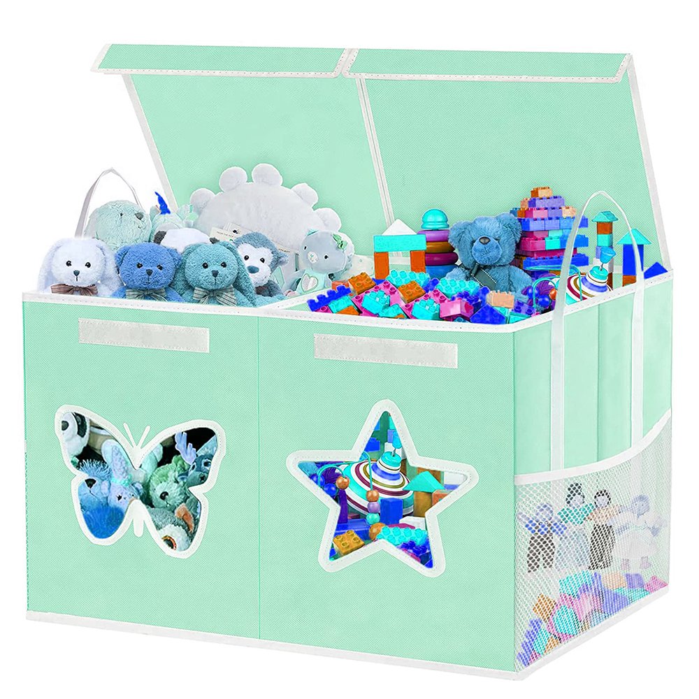 NETANY Clear Window Toy Box & Toy Chest With Lid - Large Toy