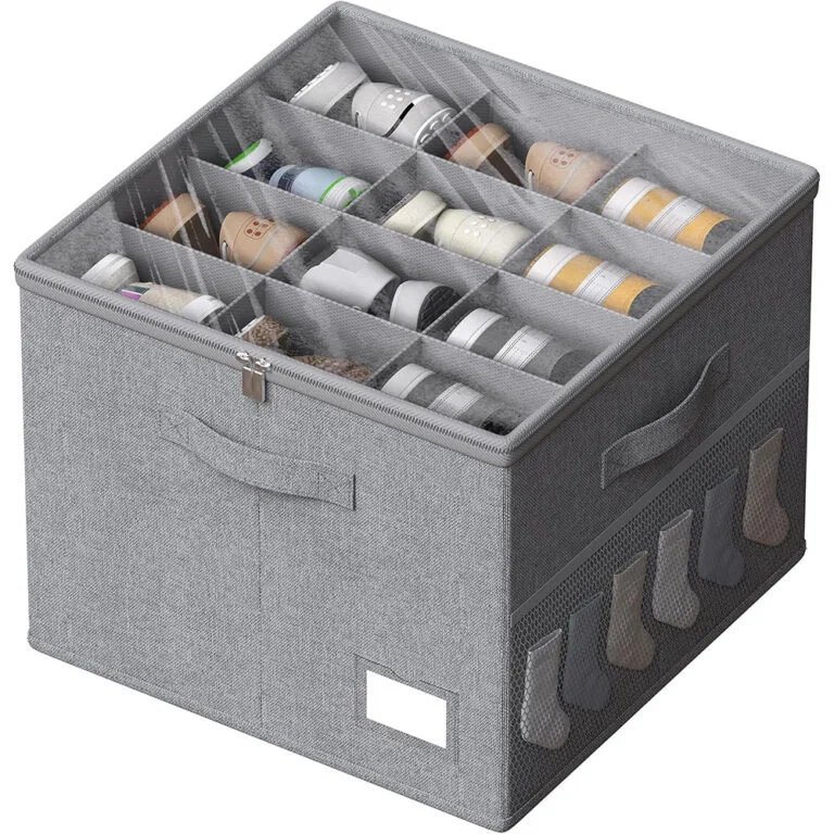 Wholesale Large Fabric Shoe Storage Box with Clear Window and Dividers