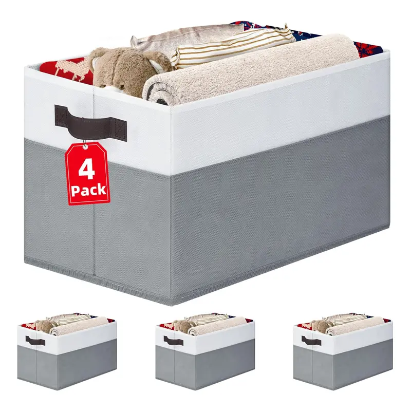 4 Pack Large Storage Baskets for Shelves