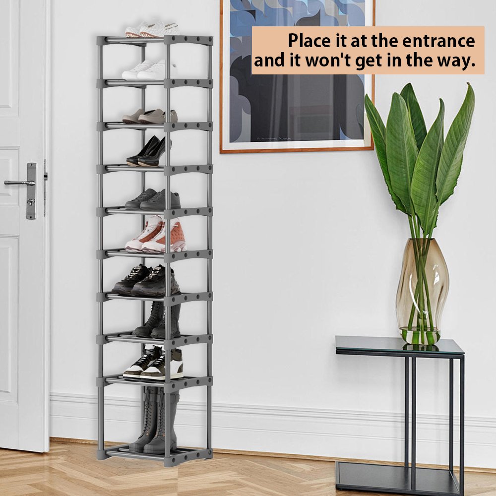 Tall Foldable Shoe Storage Rack Space-Saving Narrow Shoe Rack - Great ...