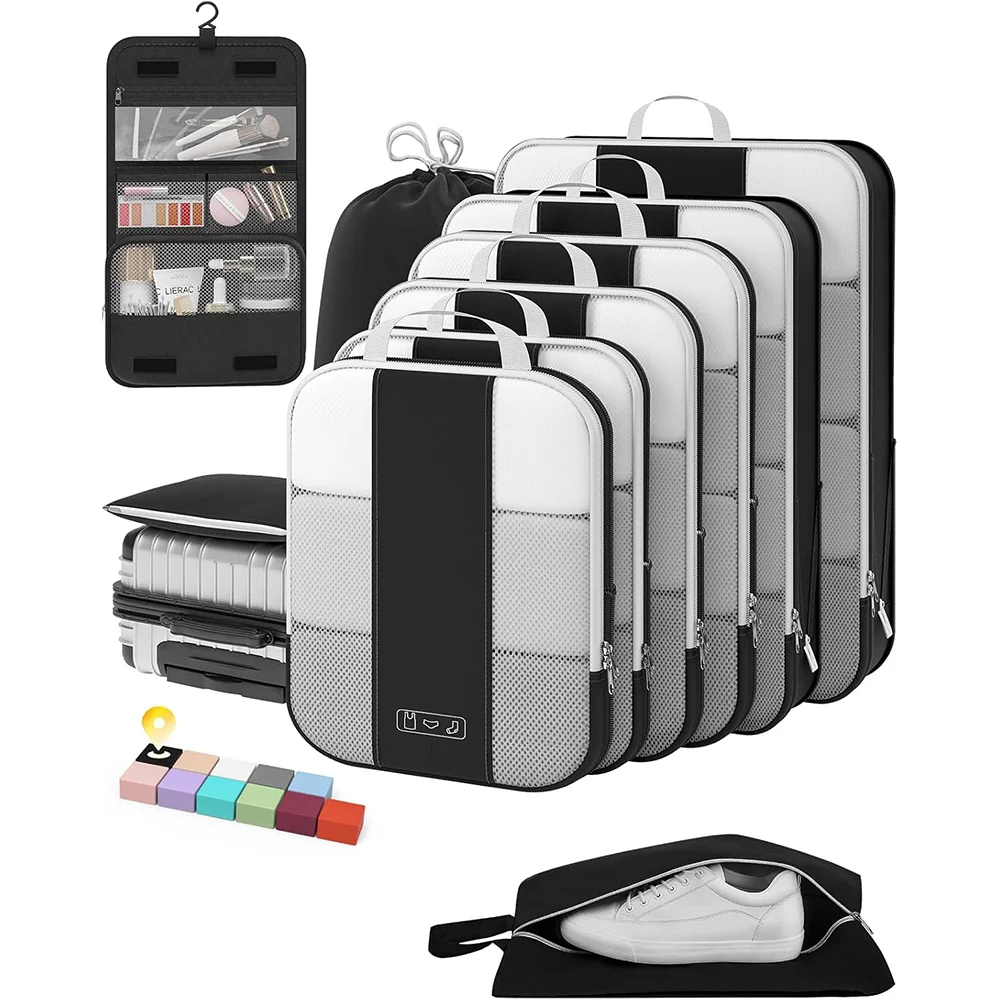 Compression Packing Cubes Travel Set – 10-Piece Luggage Organizers