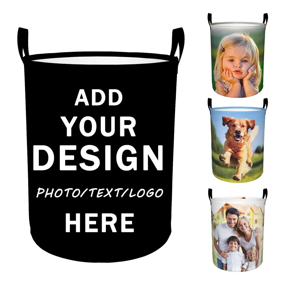 Custom printed laundry basket with photo or logo