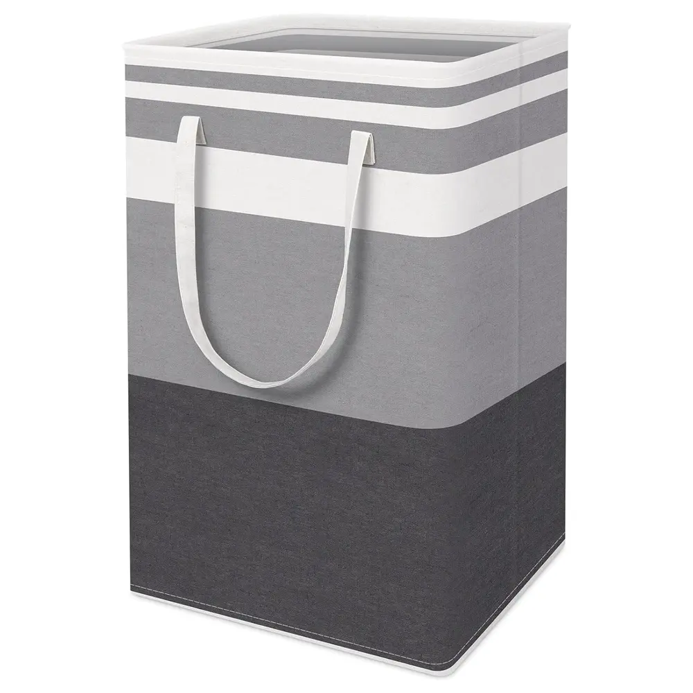 Foldable fabric laundry basket with handles and custom logo