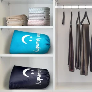 Nylon laundry bag and storage box kept in closet for long-lasting use