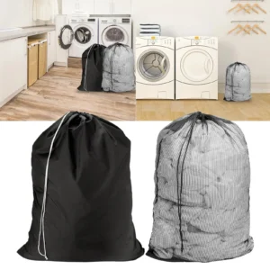 Polyester laundry bags and fabric storage boxes for home organization