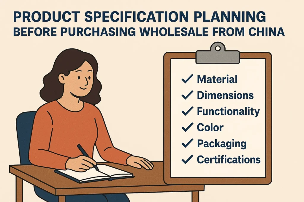 Product specification planning before purchasing wholesale from China