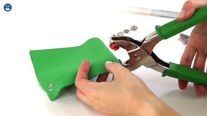 Attaching a snap to fabric using snap pliers step by step