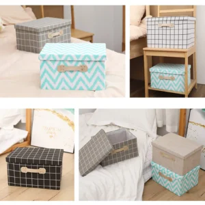 Colorful fabric storage boxes made with dyed fabrics