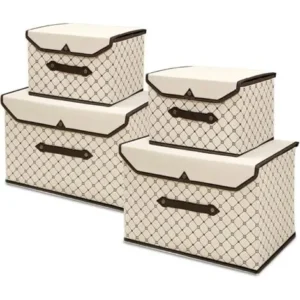 Fabric storage box with snap closure for clothes and accessories