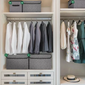 Linen fabric storage boxes used for organizing clothes