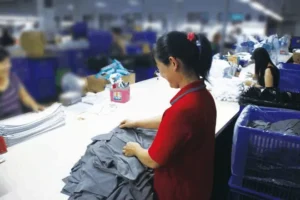 Quality control inspection of products in a Chinese factory