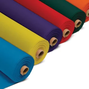 Rolls of colorful poplin fabric